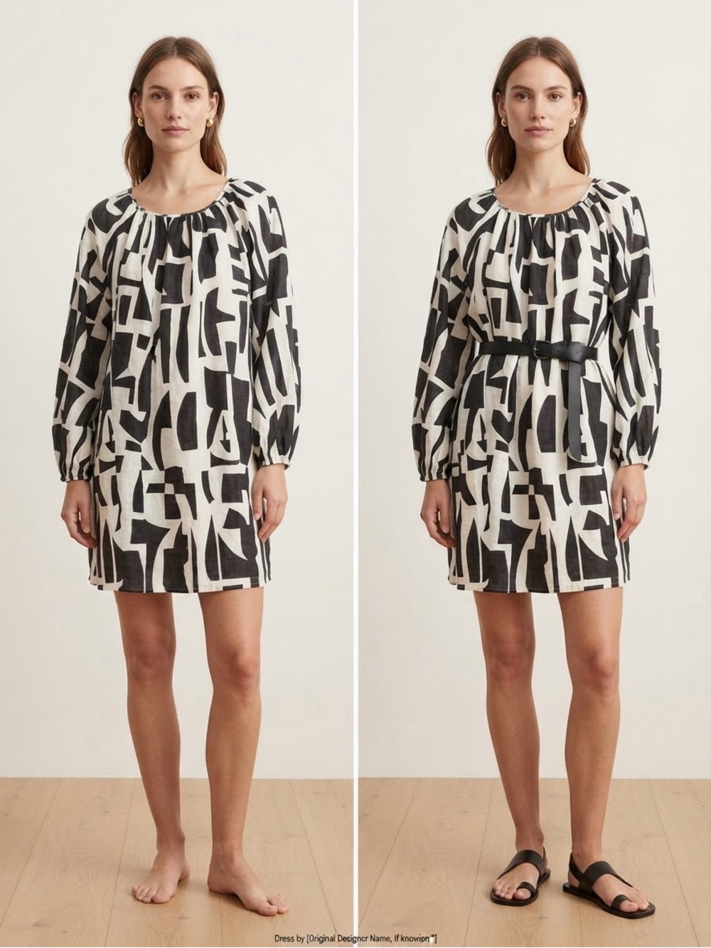 H&M Black and White Abstract Mini Dress
